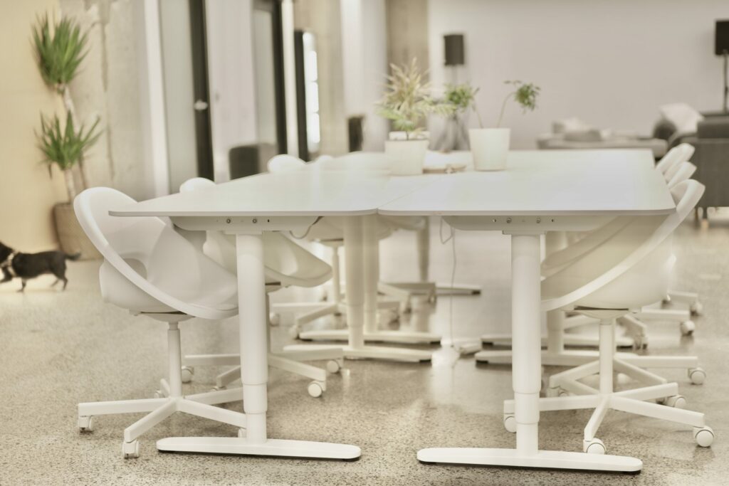 A white empty work table.