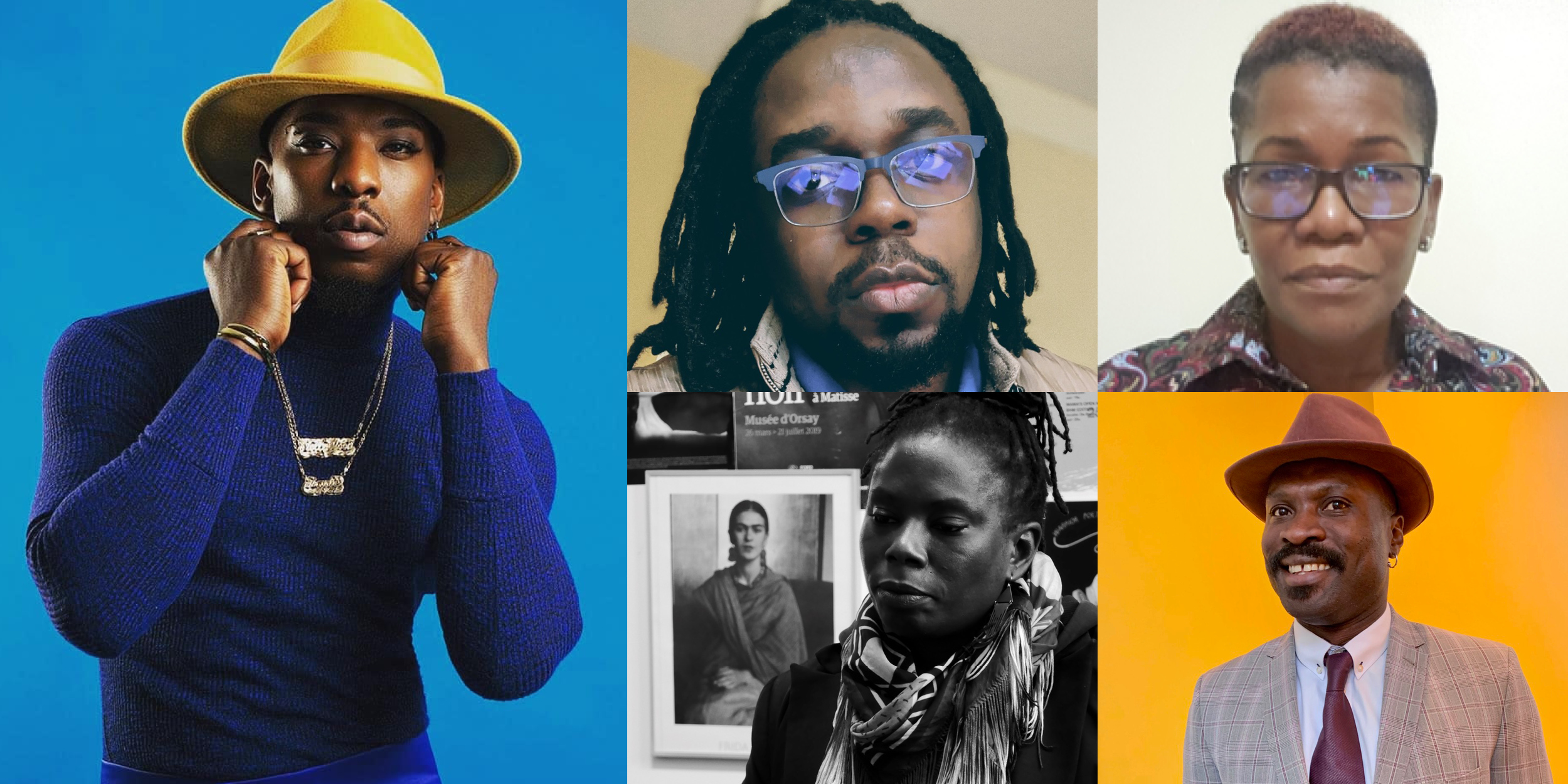 Left: Hollywood Jade, Top Middle: David Nnanna Ikpo, Top Right: Maria Fontenelle, Bottom Middle: Joëlle Sambi Nzeba Bottom Right: Carlos Idibouo