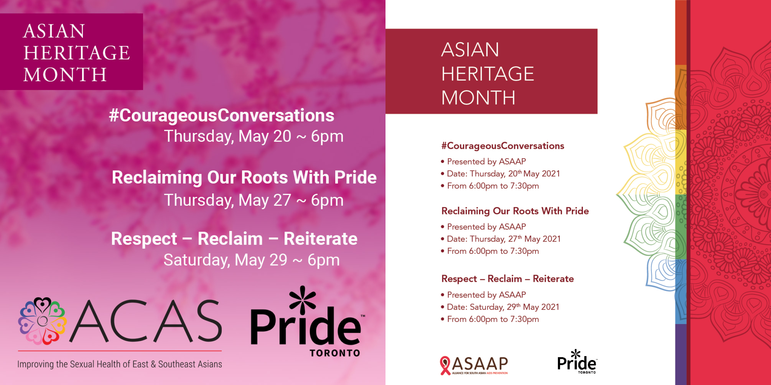 Asian Heritage Month, Presented by ACAS and ASAAP.