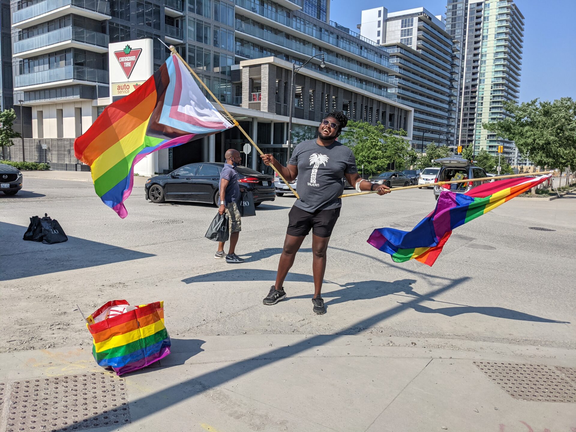 A Staff Waving the Pride Flag