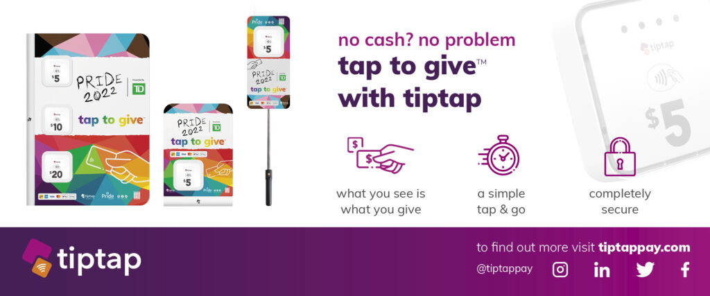 Tiptap Banner AD, no cash? no problem, tap to give with tiptap