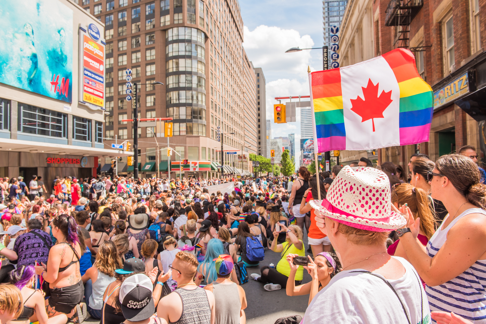 A Dyke Rally at the corner of Yonge and Carlton