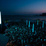 A view of the crowd at night during cabana